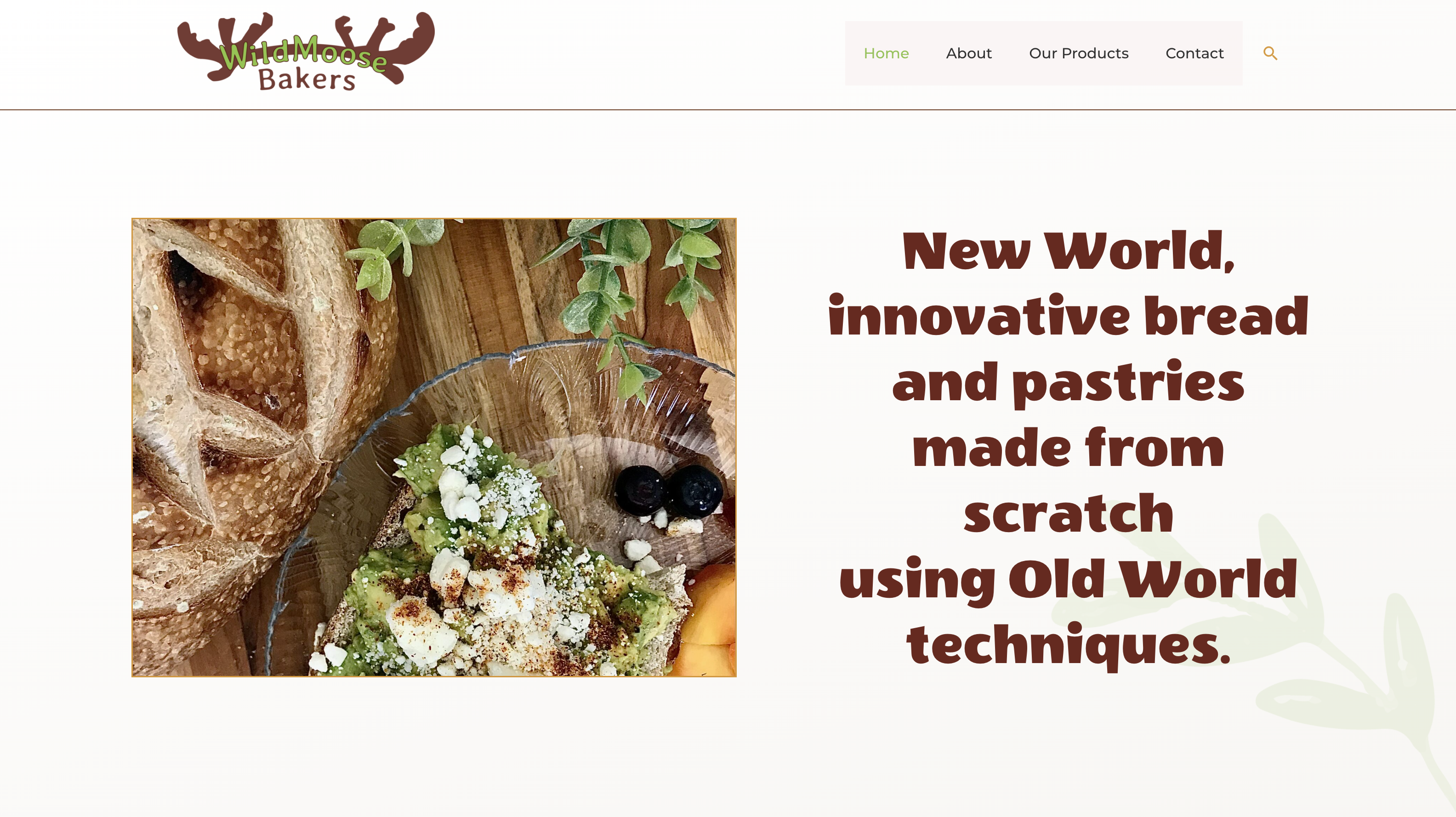 Hero section of the original WildMoose Bakers website